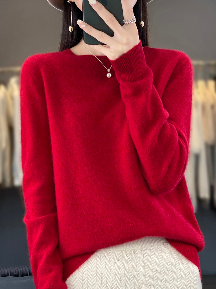 Everyday women's knit pullover, soft round neck sweater in a relaxed, comfortable fit.