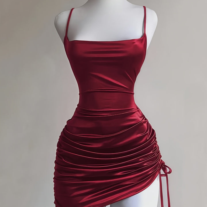 Elegant & sexy Ruched Drawstring Mini Cocktail Dress for women, ideal for homecoming.