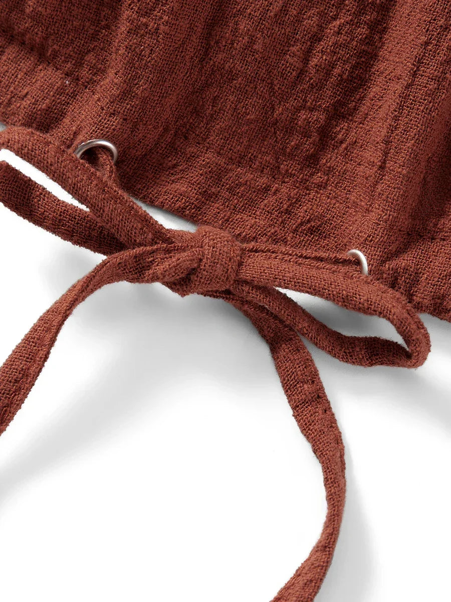 Stylish women's ruffle front crop top, a must-have for casual summer and beach styles.