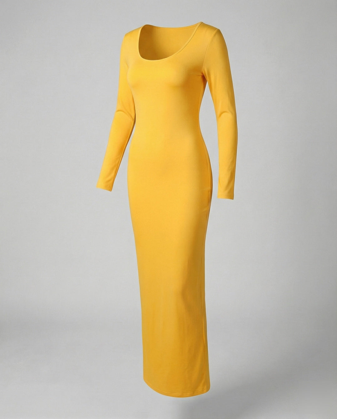 Gorgeous women's scoop neck long sleeve bodycon maxi dress. A versatile, fitted dress for all occasions.