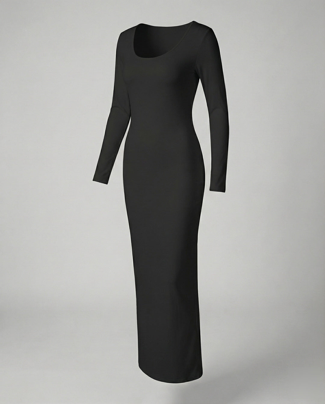 Versatile women's scoop neck long sleeve bodycon maxi dress. Elegant and comfortable for any occasion.