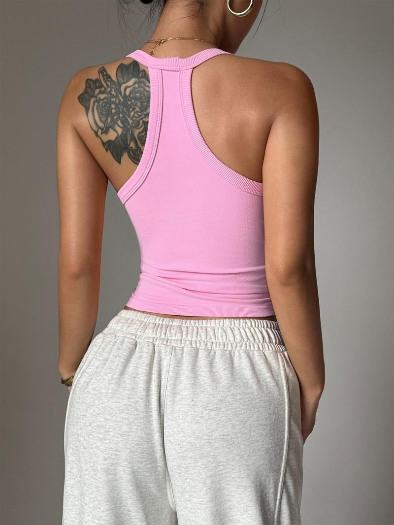 Stretchy women's ribbed v-neck tank top in black, essential activewear and casual wear