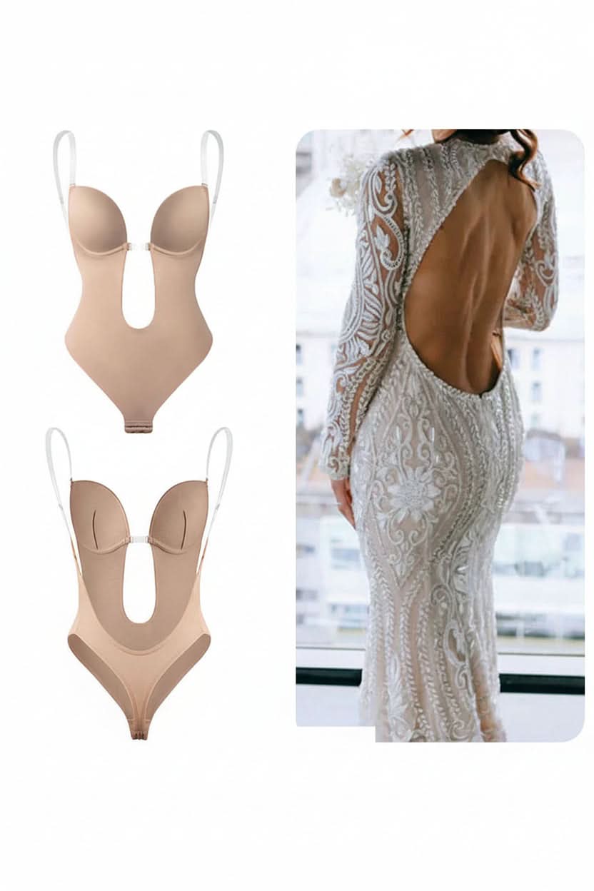 Elegant women's seamless backless body shaper, ideal for special occasion dresses & smooth lines.
