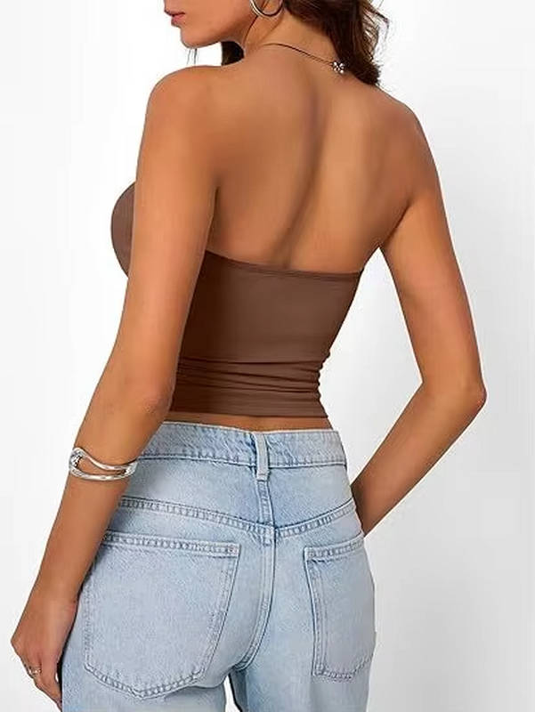 Stylish seamless bandeau crop top for women, stretch comfort for warm weather.