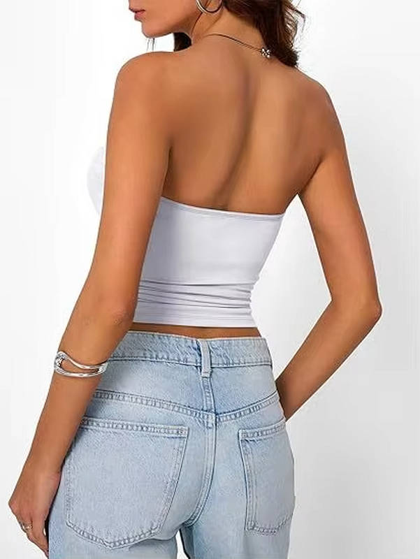Summer-ready seamless bandeau, women's stretch fit crop top for effortless style.