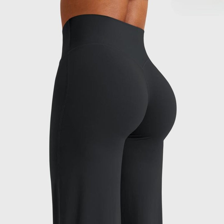 Close-up of seamless knit detail on women's high-waist sculpt leggings; ideal for fitness