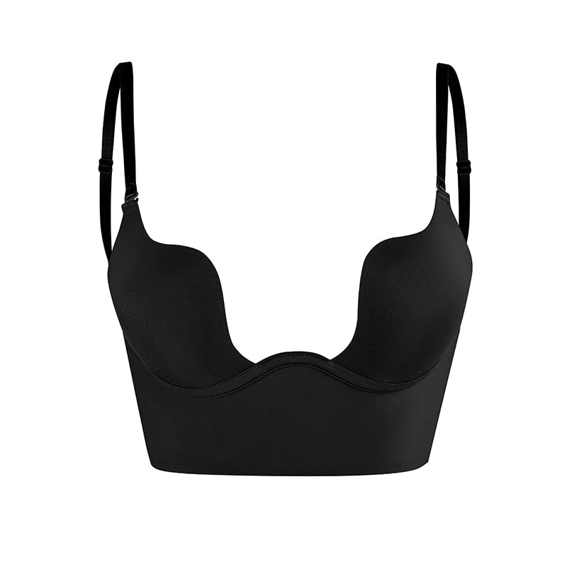 Women's convertible bra displaying multiple strap configurations for ultimate versatility and low back.