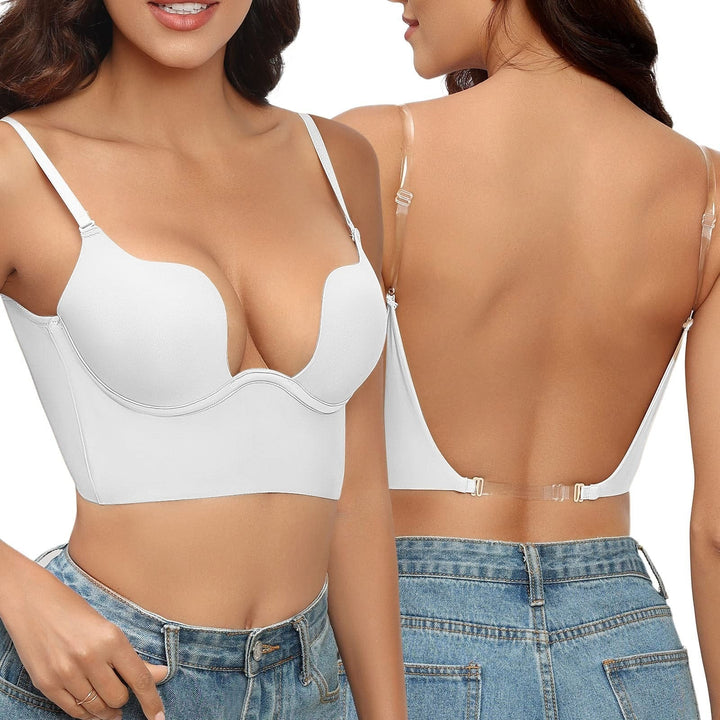 Supportive seamless undergarment for women, designed as a low back and backless convertible bra.