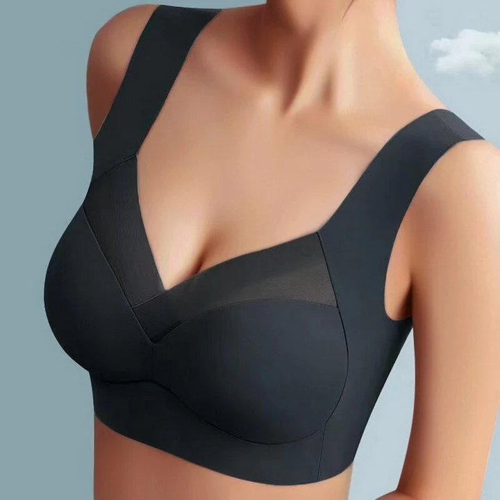 Soft women's wireless comfort bra, seamless design with push-up for gentle support.