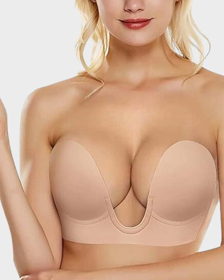 Supportive & comfortable wire-free push-up plunge bra for women, ideal for lingerie & daily wear.