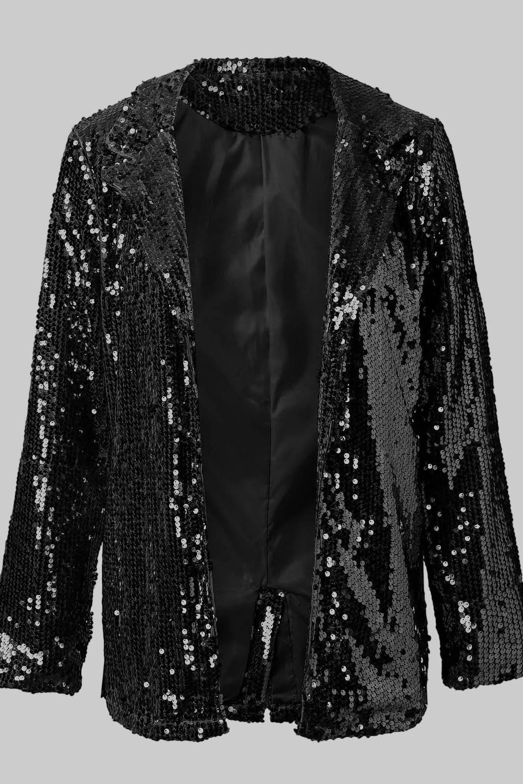 Stunning women's sequin blazer jacket, adds shimmer to any formal or party outfit.