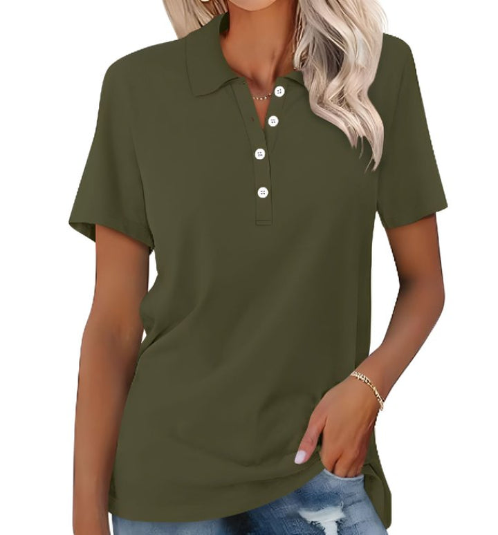 Stylish women's polo, short sleeve, classic design for effortless comfort & everyday elegance.