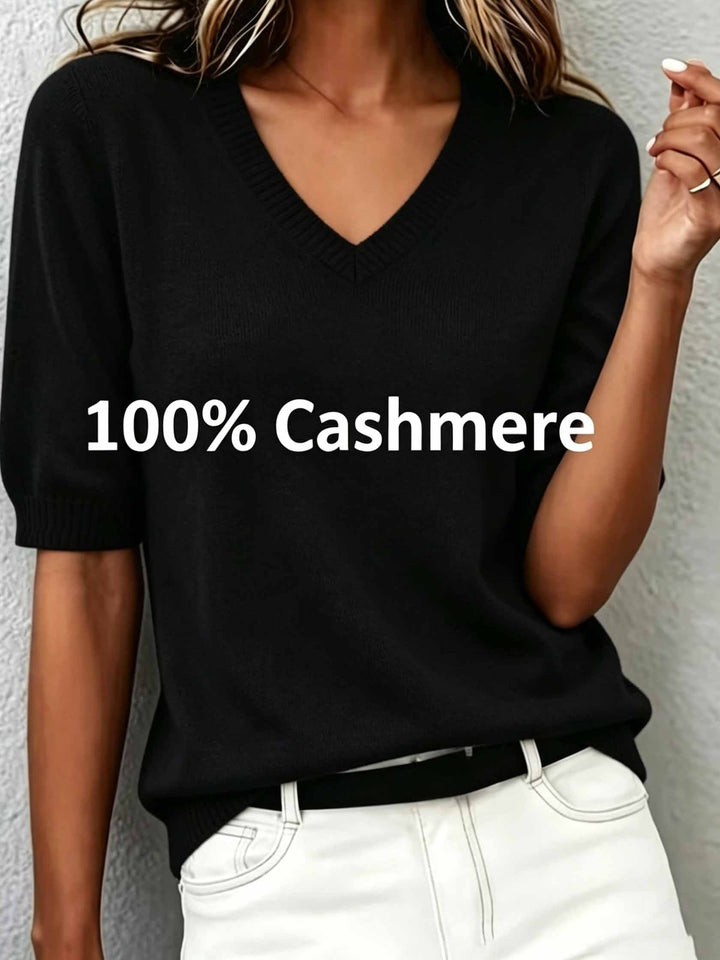 Smart casual women's short sleeve V-neck sweater, great for work, errands, or everyday comfort.