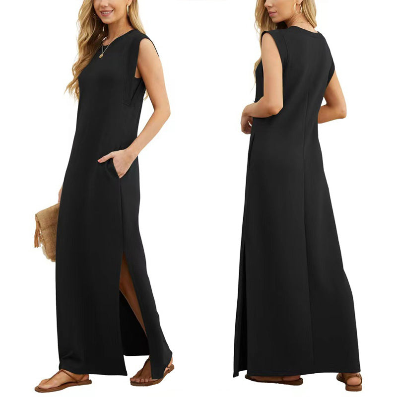 Long sleeveless maxi dress for women. Casual, flowy, and comfortable for summer days and relaxed wear.