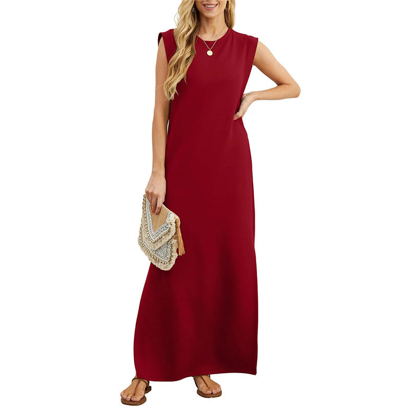 Effortless women's sleeveless casual maxi dress. Flowy design for comfortable, stylish summer fashion.