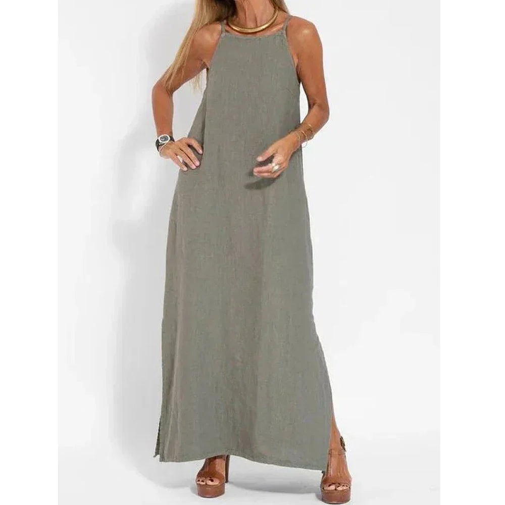 Women's sleeveless maxi dress, relaxed fit, perfect for effortless summer casual wear.