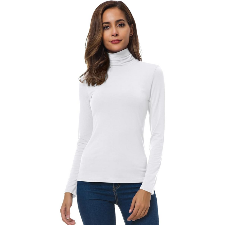 High-quality women's slim fit essential turtleneck, a durable and versatile layering top for daily wear.
