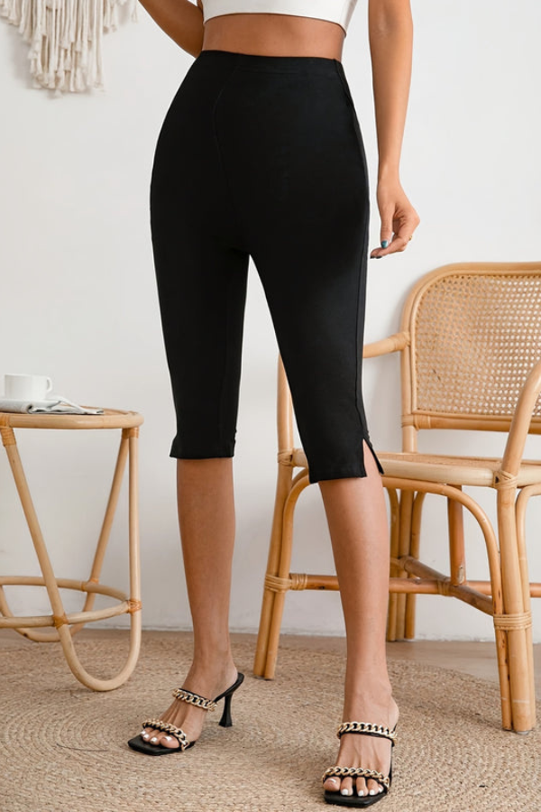 Women's slim fit stretch cropped pants, perfect for comfortable summer casual wear or dressy outfits.
