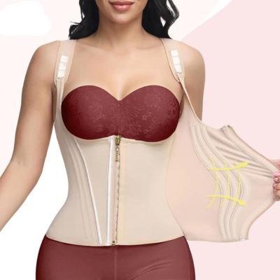 Women's slimming body shaper in beige, offering comfortable waist support and seamless style for daily wear.