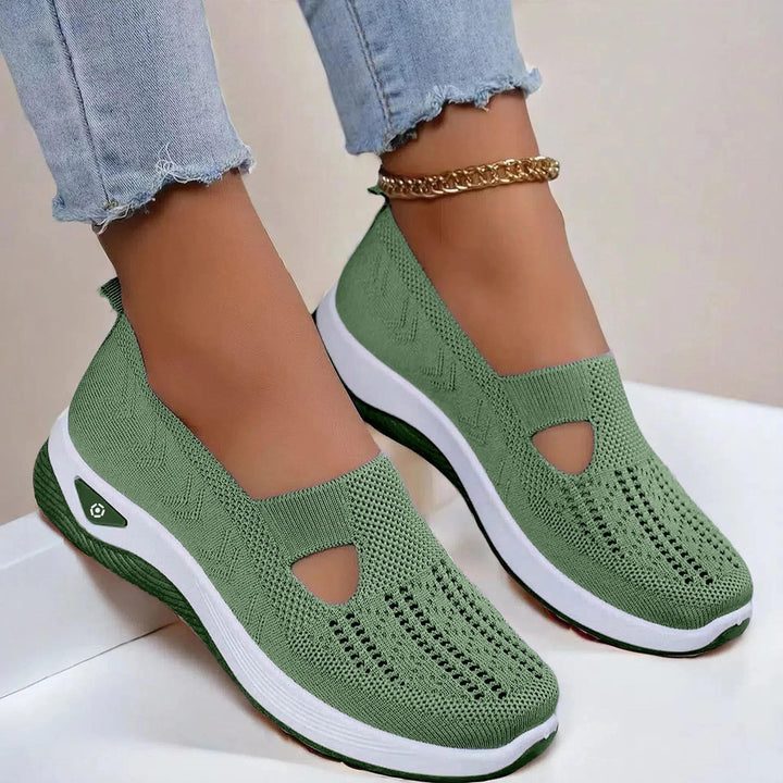 Women's slip-on summer sneakers with arch support. Comfortable, breathable, perfect for casual walking.