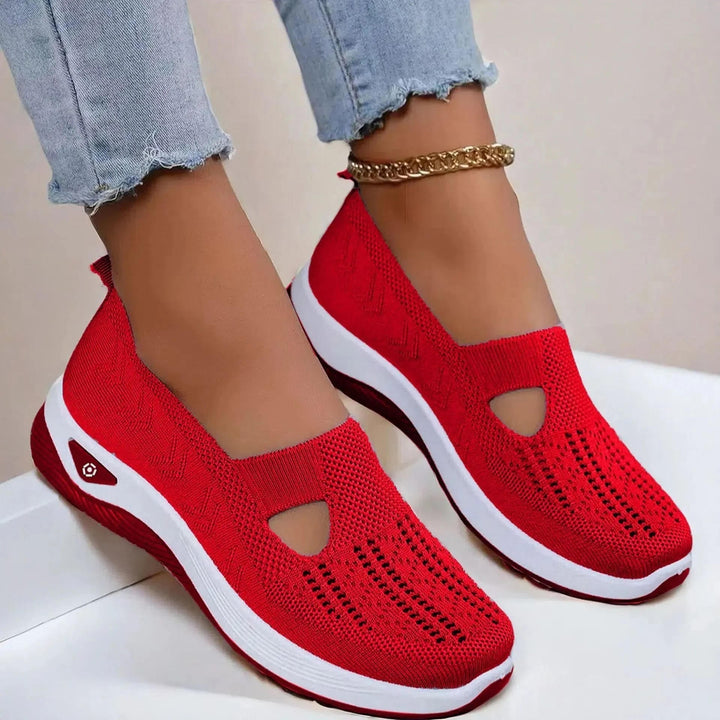 Stylish women's slip-on summer sneakers. Provides orthopedic arch support for comfortable, all-day wear.