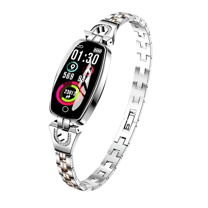 Women's smart fitness tracker with heart rate monitor, activity & sleep tracking. Essential health tech.