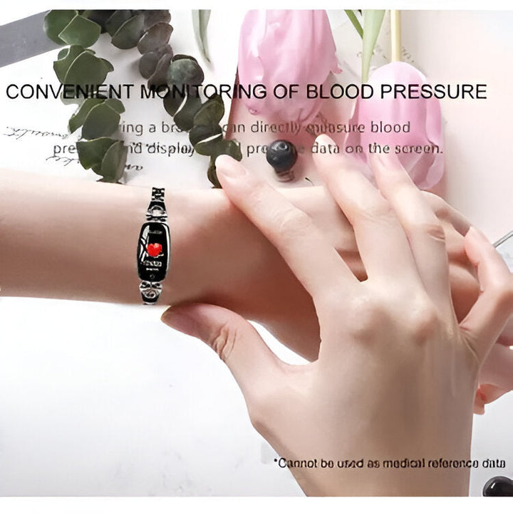 Sleek women's smartwatch fitness tracker, heart rate monitor, IP67 waterproof for active women.