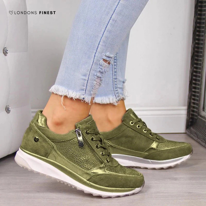 Versatile women's casual sneakers, lightweight with arch support and cushioned insole for daily comfort and foot support.