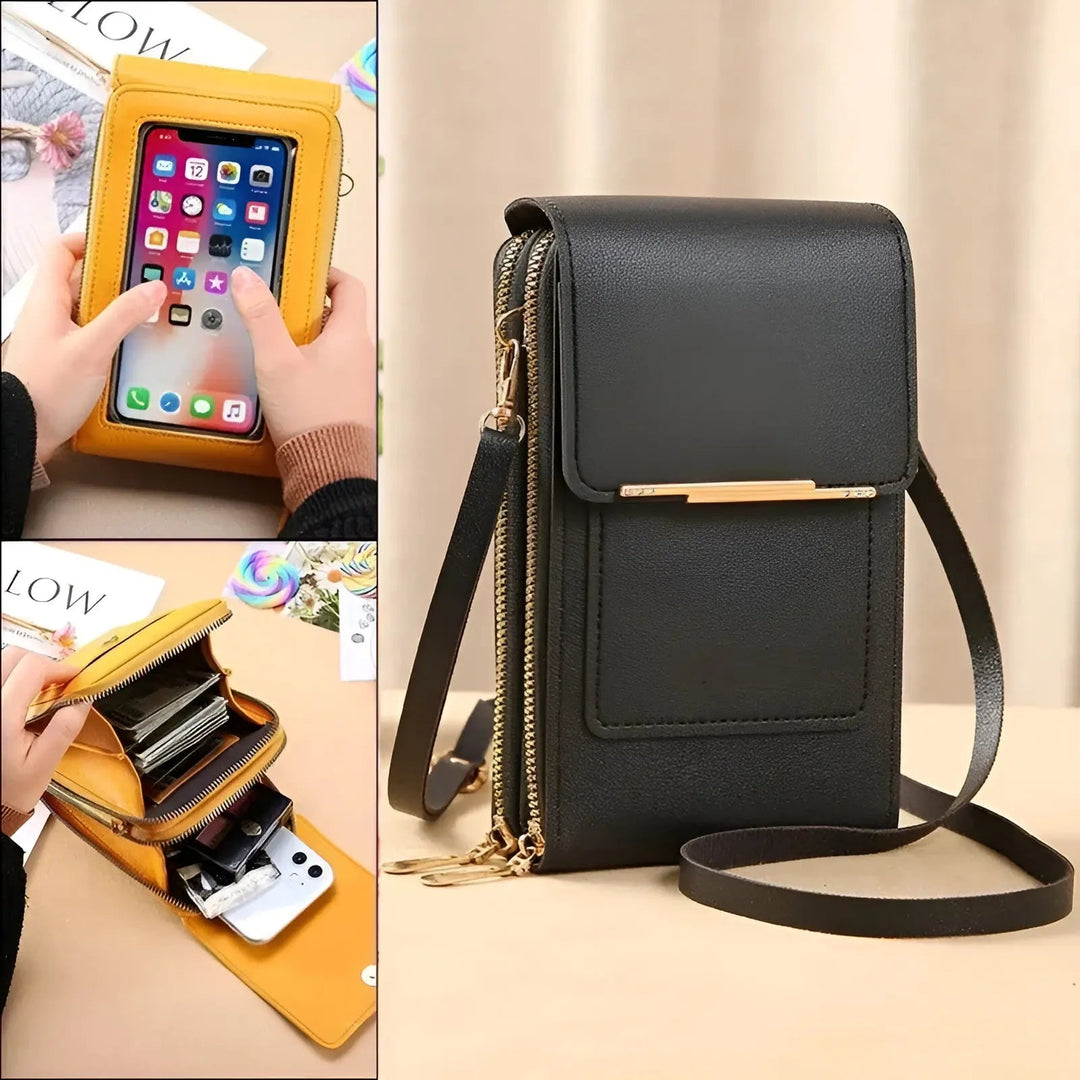 Women's soft leather anti-theft shoulder bag, secure and stylish everyday accessory.