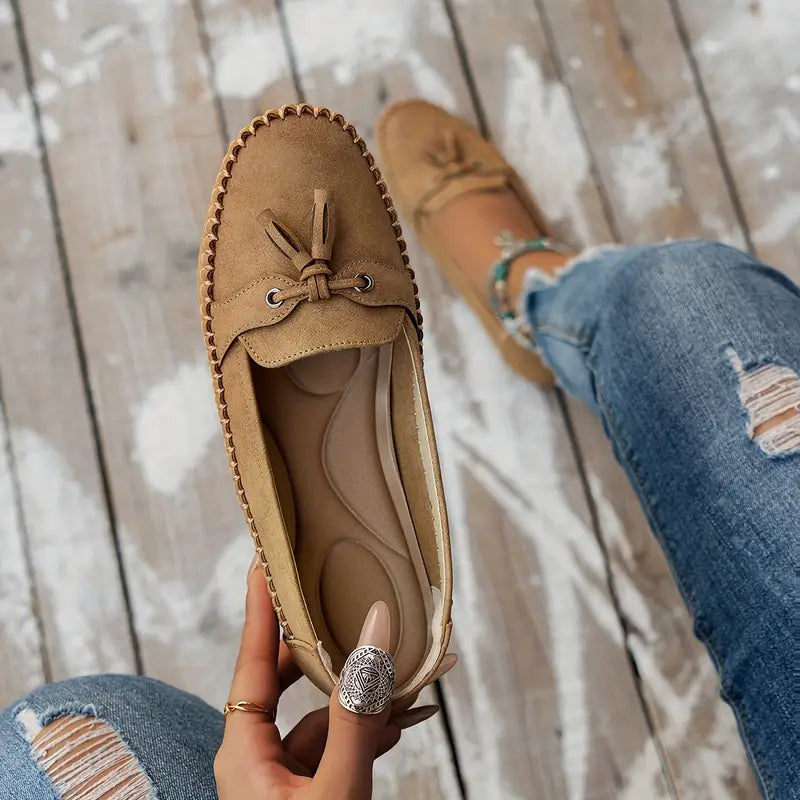Women's comfortable walking shoes: soft flat loafers with excellent support.