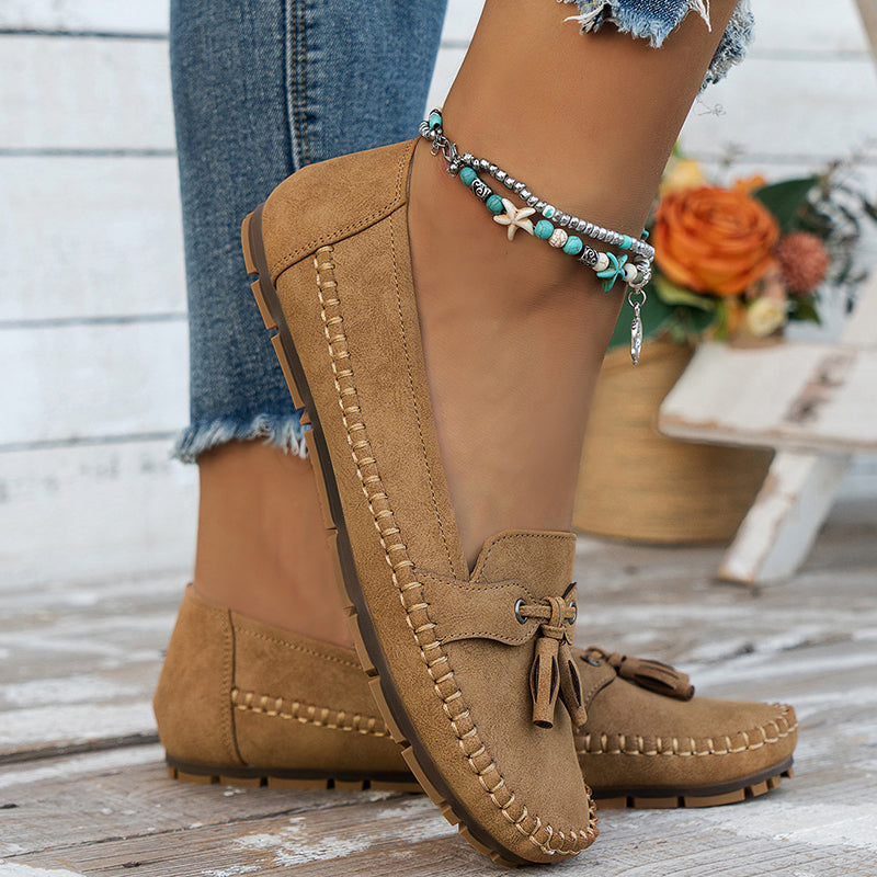 Black women's soft loafers, perfect blend of casual style & walking comfort.