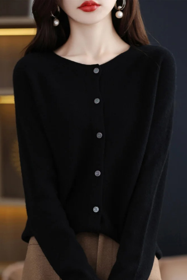 Versatile women's soft long button cardigan, ideal stylish knitwear for office or daily wear.