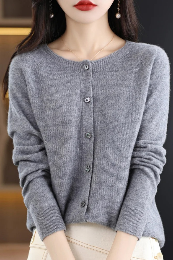 Cozy women's soft long button cardigan, essential fall & winter fashion for comfortable style.