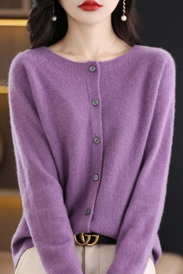 Classic black women's soft long button-front cardigan, perfect for timeless elegant layering.
