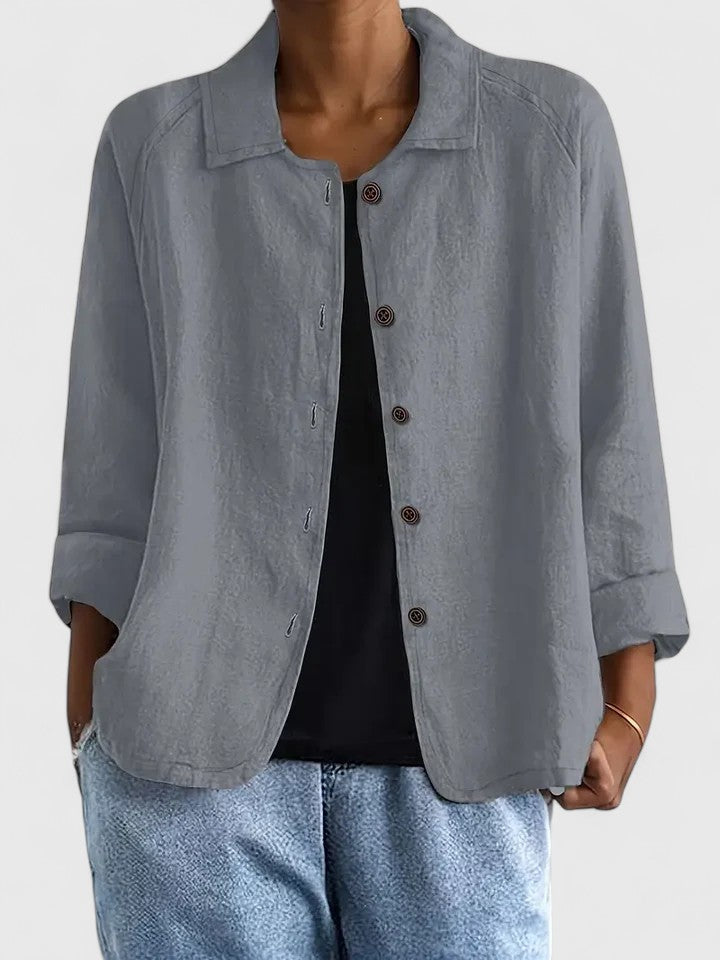 Versatile women's elegant top, ideal for transitional weather & chic layering.
