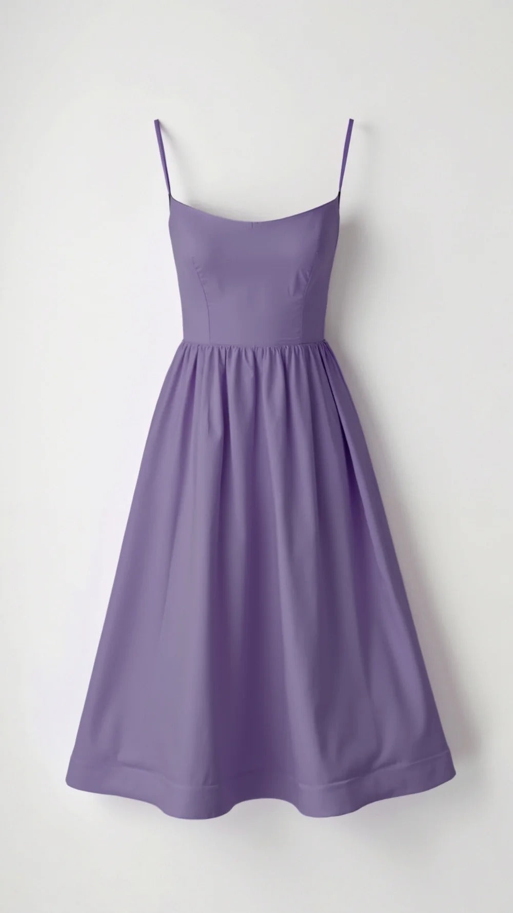 Modern women's fashion: spaghetti strap scoop neck fit & flare midi dress, a versatile summer essential.