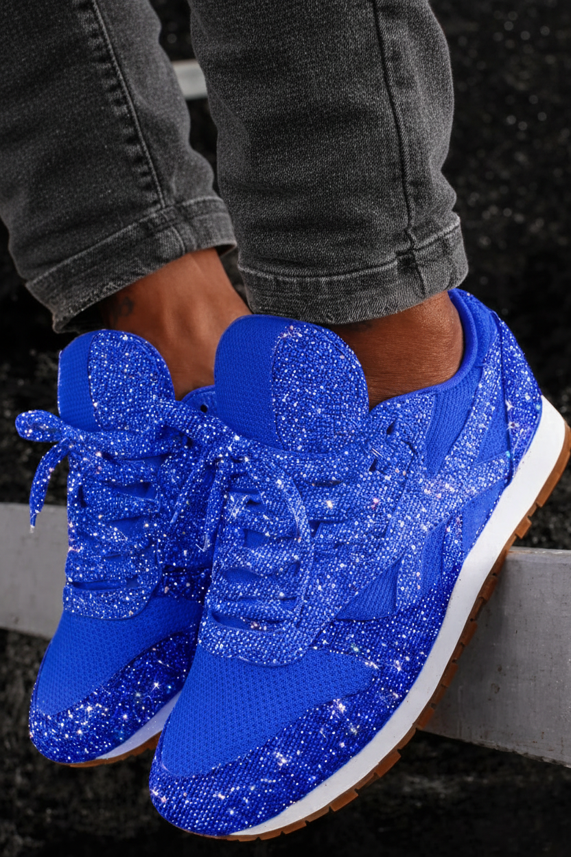 Women's sparkling glitter sneakers, perfect for party wear or a stylish casual look.