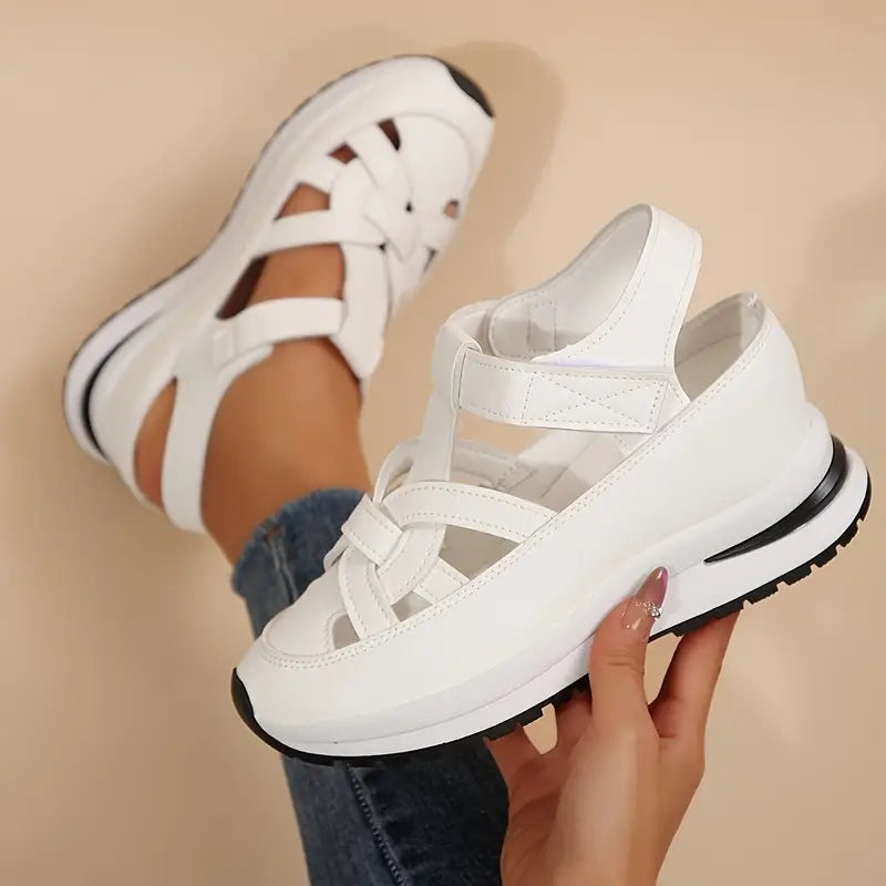Fashionable women's summer platform sandals with cutout straps, open toe & ultimate cushioning.