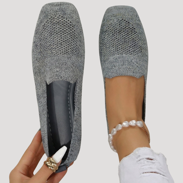 Women's square toe ballet flats, breathable slip-on design, comfortable for casual everyday wear.