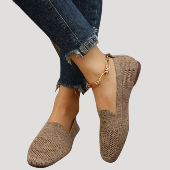 Modern square toe slip-on ballet flats for women, breathable and comfortable casual footwear.