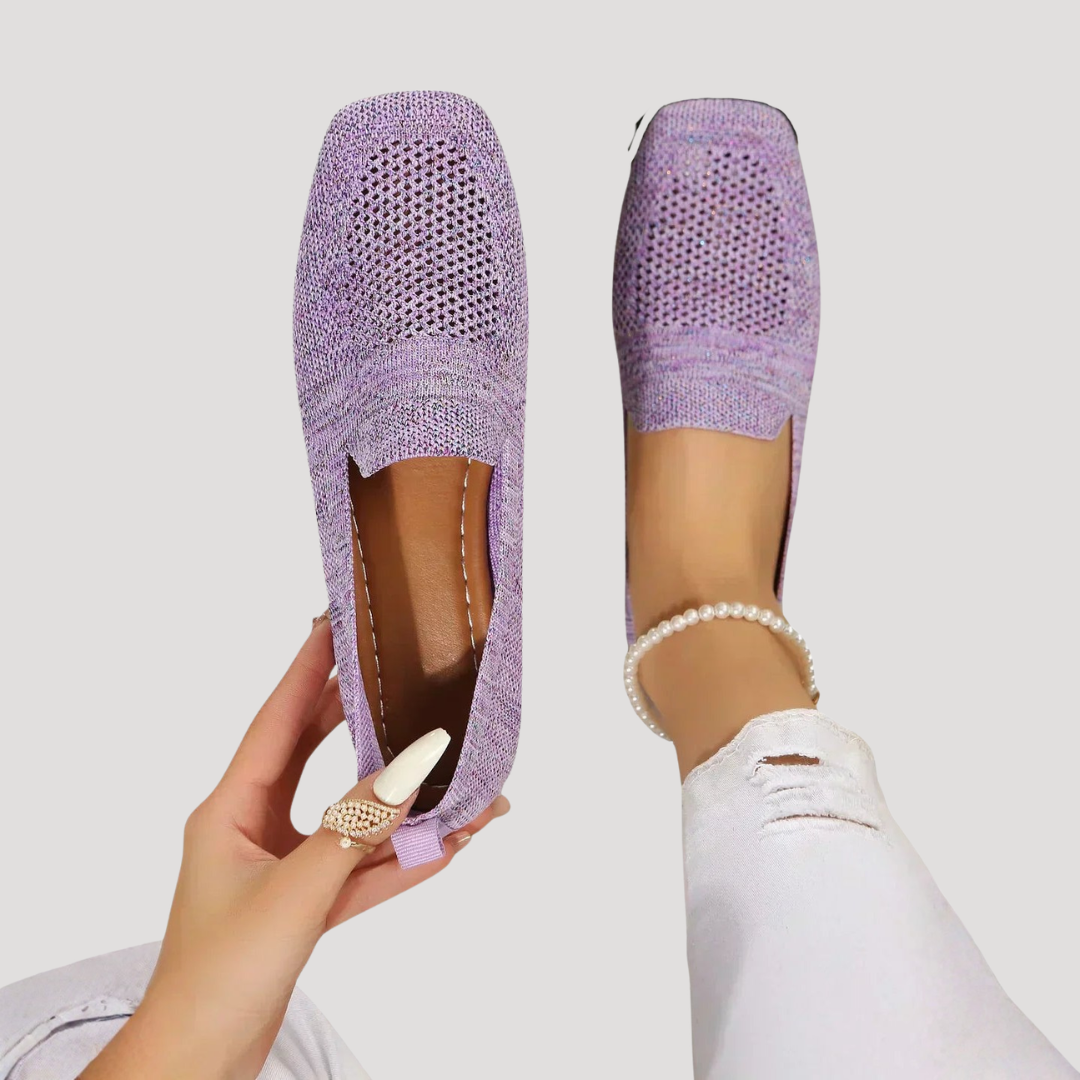 Stylish square toe ballet flats for women, breathable mesh, easy slip-on, casual & comfortable.