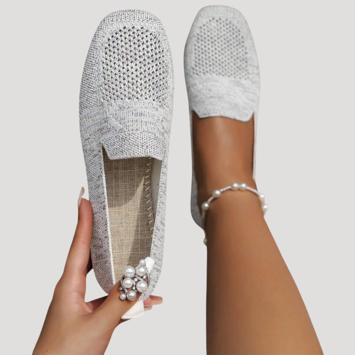 Comfortable women's square toe slip-on flats, breathable for warm weather, ideal casual everyday wear.
