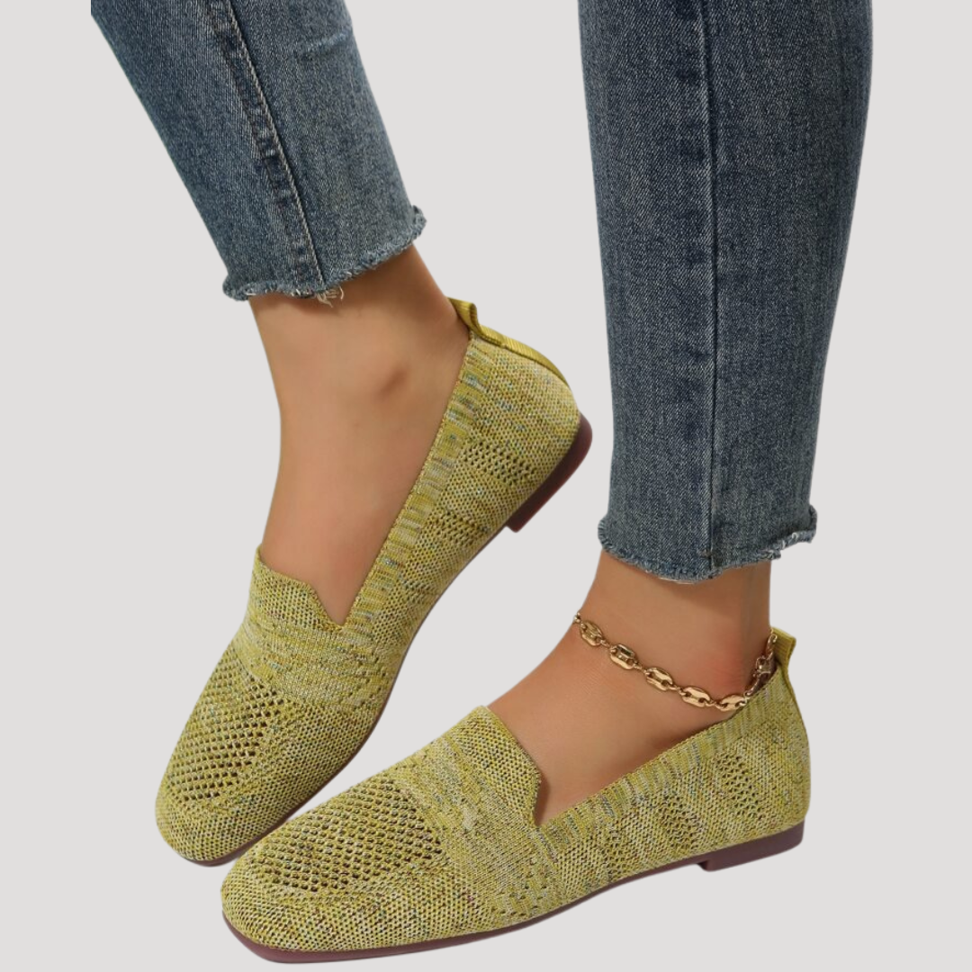 Women's breathable square toe ballet flats, slip-on design, ultimate comfort for casual footwear.