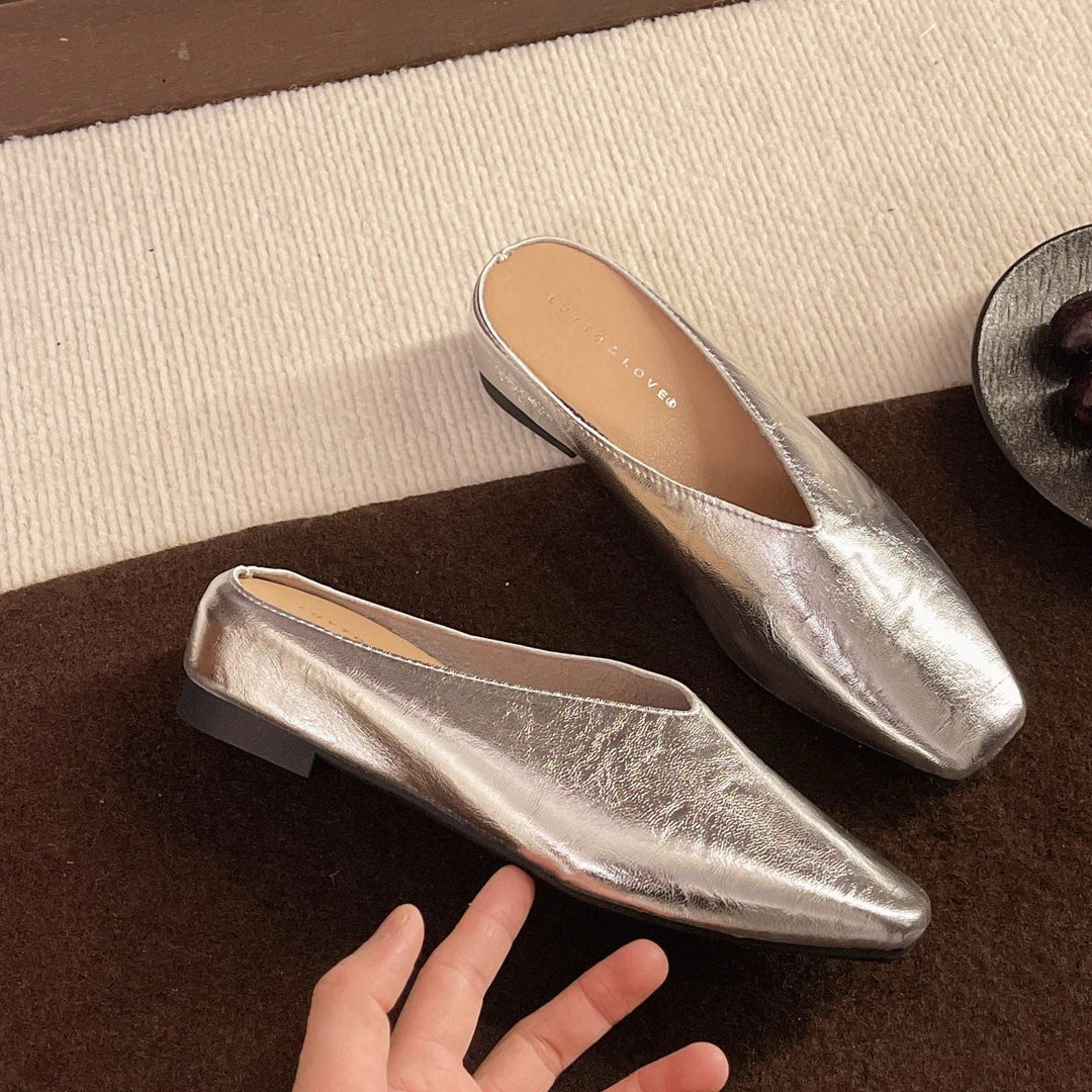 Women's comfortable square toe flats, perfect slip-on shoes for casual elegance and style.