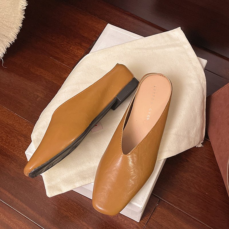 Chic women's square toe slip-on flats, ideal for versatile spring and summer styling.