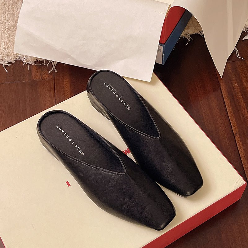 Comfortable women's square toe flats, easy slip-on footwear for casual everyday chic.