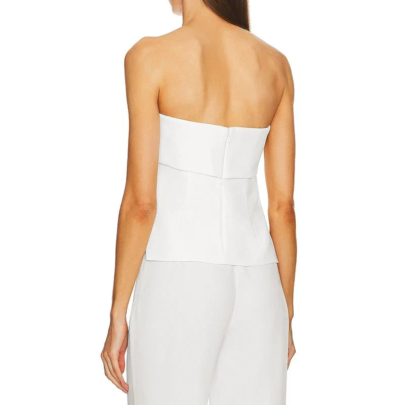 Trendy women's strapless crop top, a must-have for summer fashion and versatile styling.