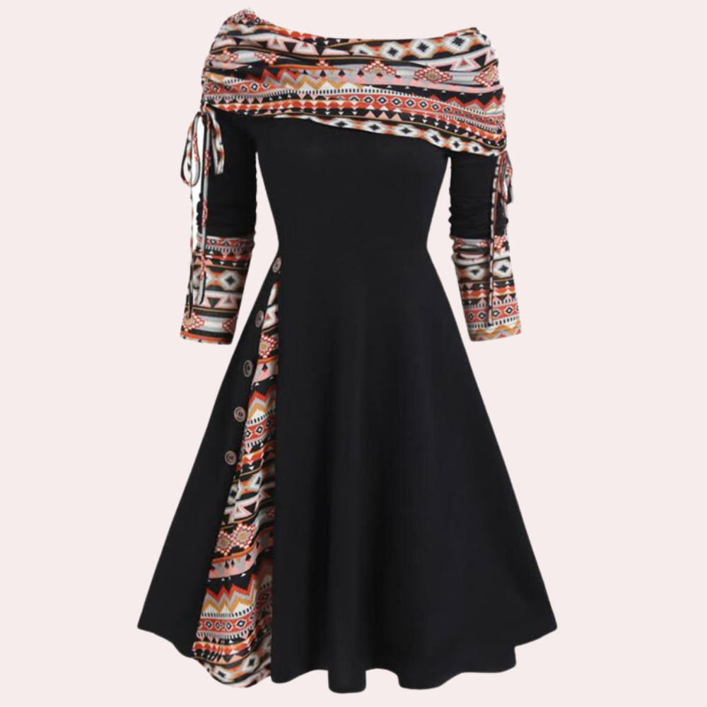 Comfortable and stylish women's A-line dress with a flattering accent print, offering easy everyday fashion.
