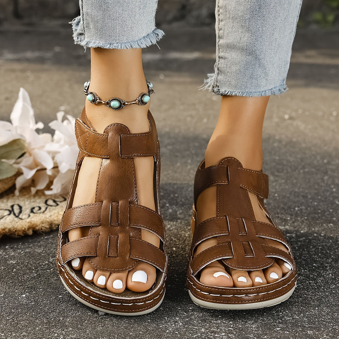 Side profile of women's comfortable casual sandals, perfect lightweight summer fashion footwear.