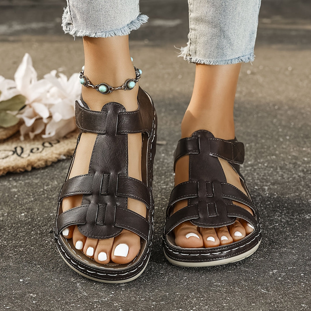 Front view of women's stylish casual sandals, comfortable and lightweight for summer fashion.